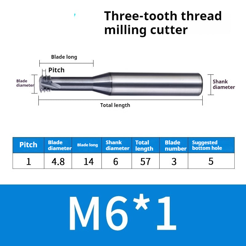 2034-65° three-tooth thread milling cutter, tungsten steel alloy end mill, tooth milling cutter, three-edged coating, M2M3M4M6 CNC cutter Shandong Denso Pricision Tools Co.,Ltd.